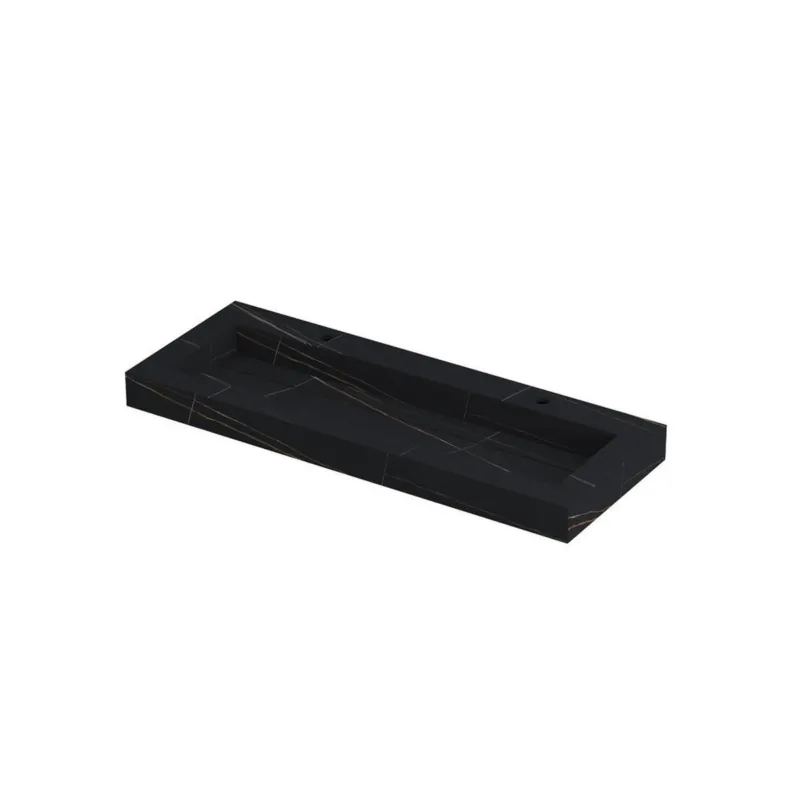 Lage Kosten Ink Pitch meubelwastafel 120x45cm keramische slab - zonder kraangaten - Lauren black