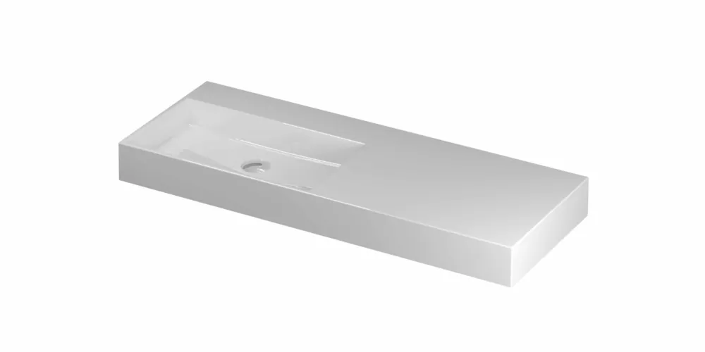 Ink United wastafel links porselein 120x45cm - zonder kraangat - Glans wit Flitsaanbieding
