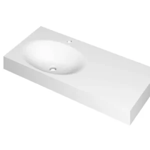 Weekendaanbieding Ink Smooth Wastafel polystone links met 1 kraangat mat wit 1000x450x90mm (bxdxh)