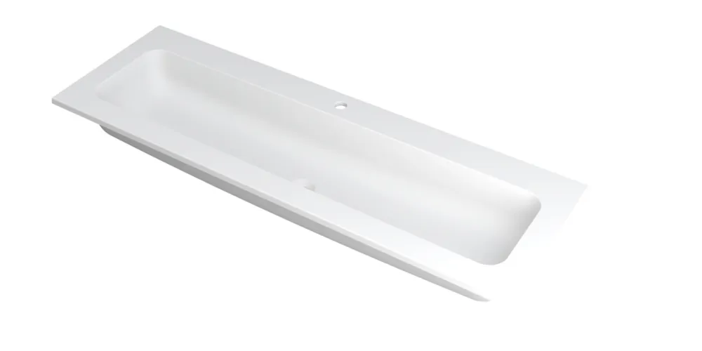 Nu Kopen Ink Faktor Wastafel polystone centraal met 1 kraangat - Mat wit - 1400x450x15 mm (bxdxh)