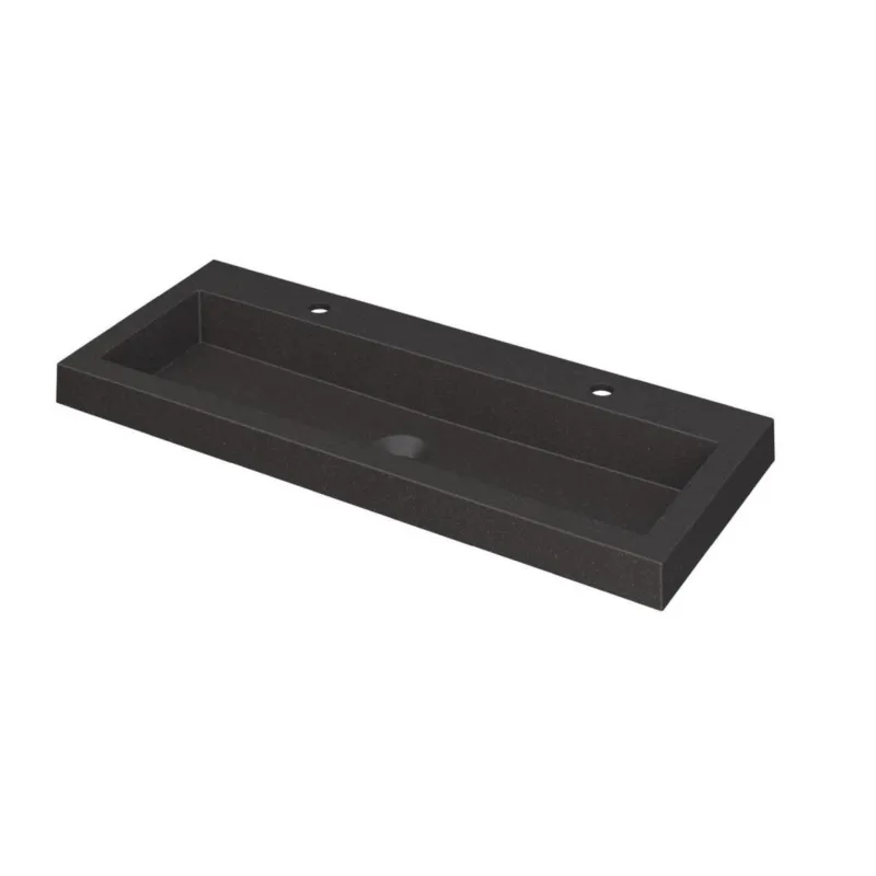 Ink Dock Wastafel Quartz met 2 kraangaten - Quartz zwart - 100x40 cm Shop Nu