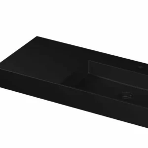 Ink United wastafel rechts porselein 100x45cm - 1 kraangat - Mat zwart Nieuw