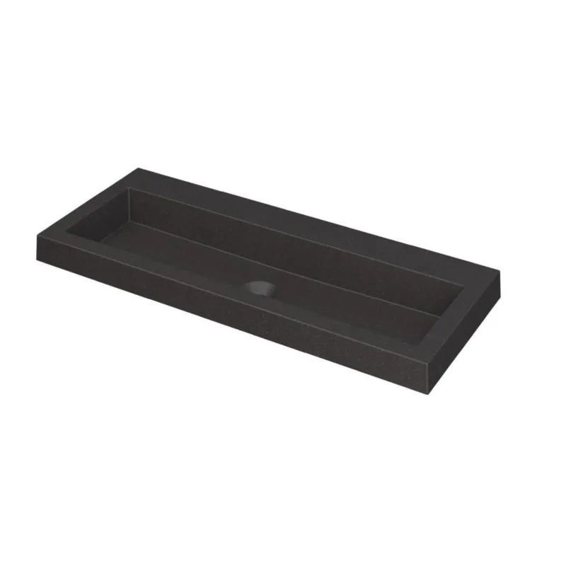 Favoriet Ink Dock Wastafel Quartz zonder kraangat - Quartz zwart - 100x40 cm
