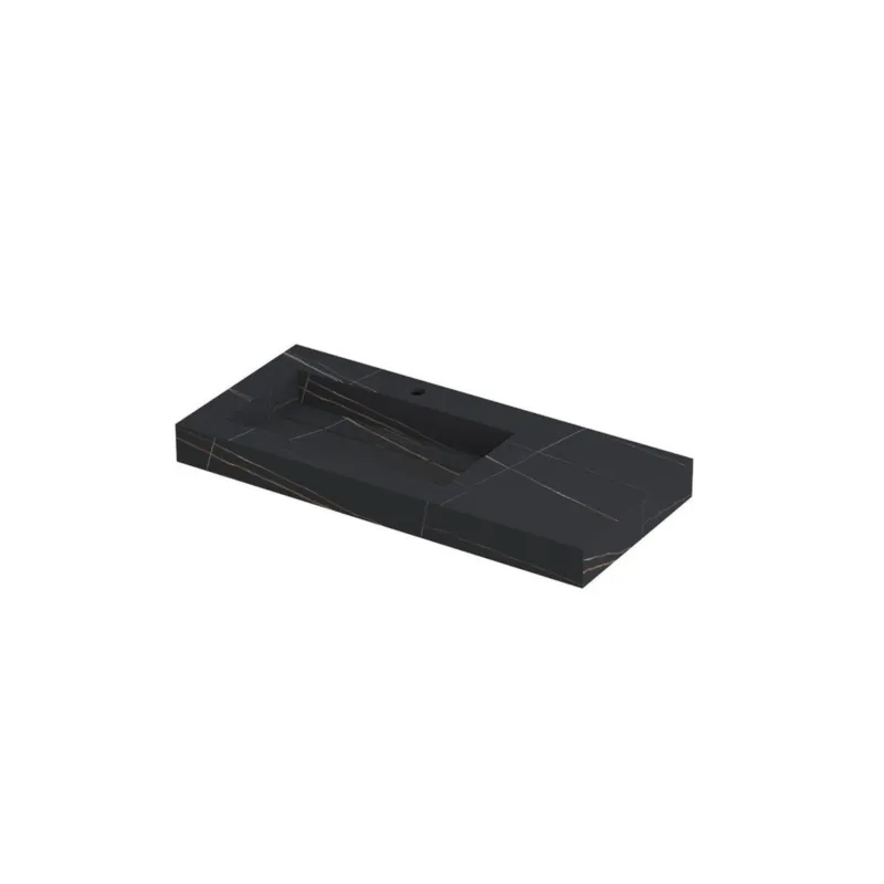 Ink Pitch meubelwastafel links 100x45cm keramische slab - 1 kraangat - Lauren black Populair