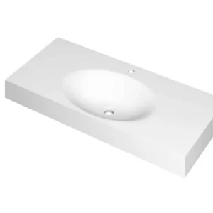 Superprijs Ink Smooth Wastafel polystone midden met 1 kraangat mat wit 1000x450x90mm (bxdxh)