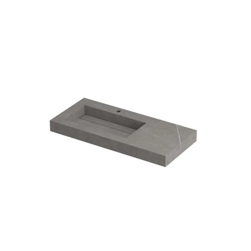 Actieprijs Ink Pitch meubelwastafel links 100x45cm keramische slab - 1 kraangat - Armani grey
