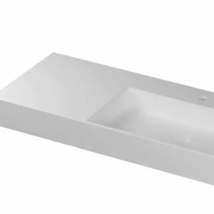 Ink United wastafel rechts porselein 100x45cm - 1 kraangat - Mat wit Fabrieksprijs