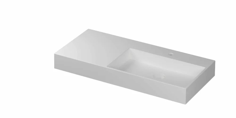 Ink United wastafel rechts porselein 100x45cm - 1 kraangat - Mat wit Fabrieksprijs
