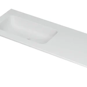 Ink Aspekt meubelwastafel links 120x45cm - zonder kraangaten - Porselein mat wit Exclusieve Aanbieding