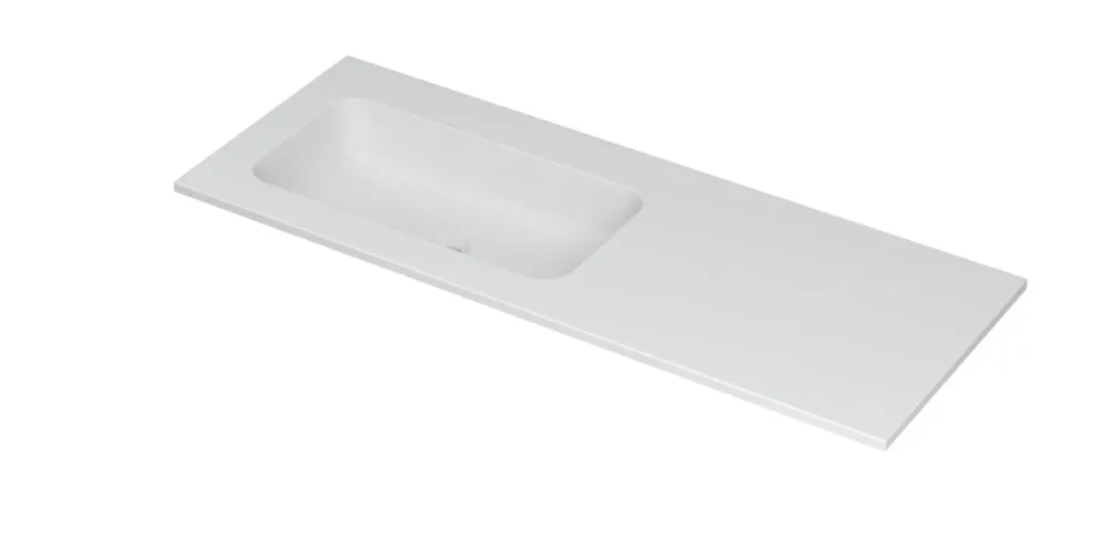 Ink Aspekt meubelwastafel links 120x45cm - zonder kraangaten - Porselein mat wit Exclusieve Aanbieding