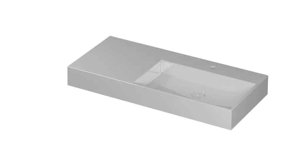 Ink United wastafel rechts porselein 100x45cm - 1 kraangat - Glans wit Lage Prijs