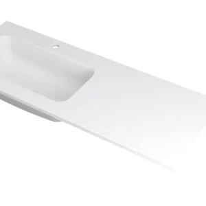 Aanbieding Ink Faktor Wastafel polystone links met 1 kraangat - Mat wit - 1200x450x15 mm (bxdxh)
