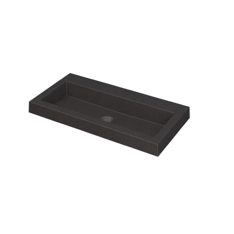 Ink Dock Wastafel Quartz zonder kraangat - Quartz zwart - 80x40 cm Merkproduct