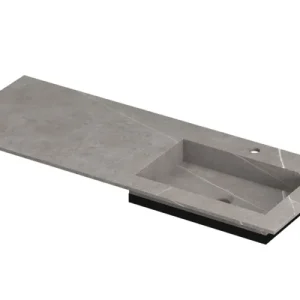 Shop Nu Ink Post Wastafel keramische slab envelop bak rechts met 1 kraangat - Armani grey mat - 1200x450x10 mm (bxdxh)