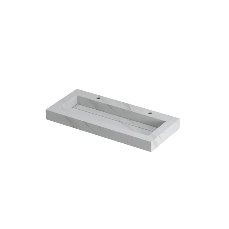 Ink Pitch meubelwastafel 100x45cm keramische slab - 2 kraangaten - Calacatta Direct Verzonden