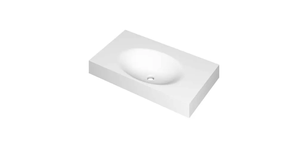 Ink Smooth Wastafel polystone centraal zonder kraangat mat wit 800x450x90mm (bxdxh) Direct Beschikbaar