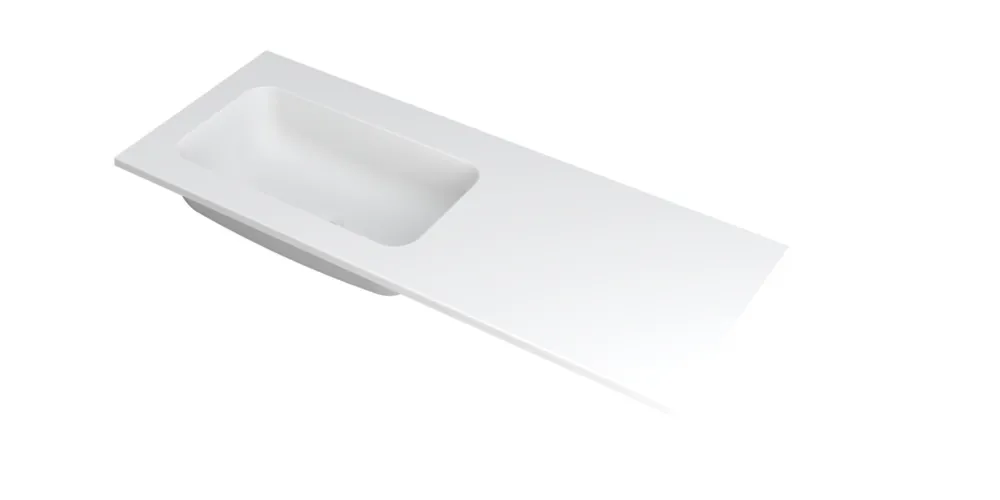 Superprijs Ink Faktor Wastafel polystone links zonder kraangat - Mat wit - 1200x450x15 mm (bxdxh)