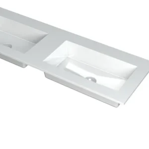 Ink Kraft dubbele meubelwastafel 140x45cm - zonder kraangaten - Polystone glans wit Gecertificeerd