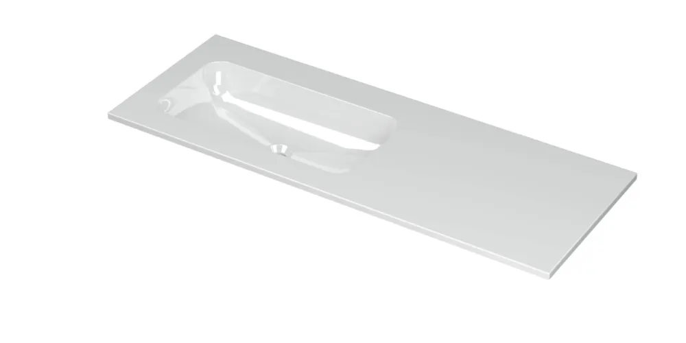 Ink Aspekt meubelwastafel links 120x45cm - zonder kraangaten - Porselein glans wit Flitsaanbieding