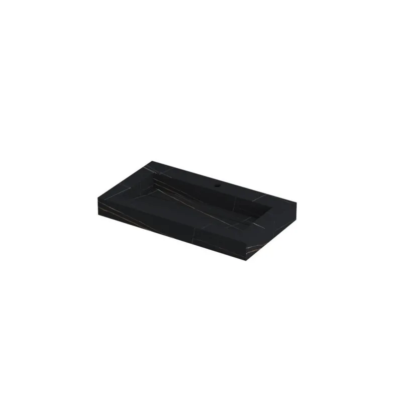 Premium Ink Pitch meubelwastafel 80x45cm keramische slab - 1 kraangat - Lauren black
