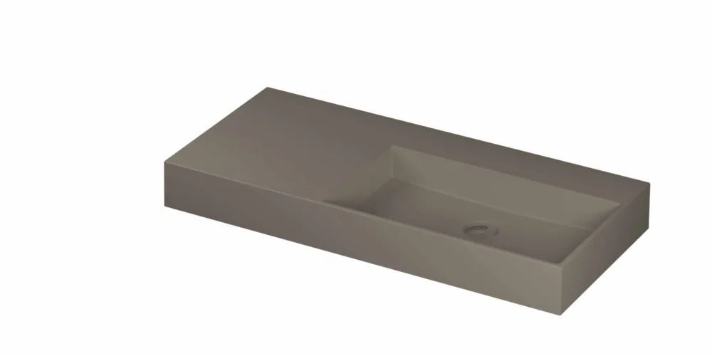 Ink United wastafel rechts porselein 100x45cm - zonder kraangat - Mat basento Op = Op
