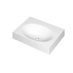 Shop Nu Ink Smooth Wastafel polystone centraal met 1 kraangat mat wit 600x450x90mm (bxdxh)