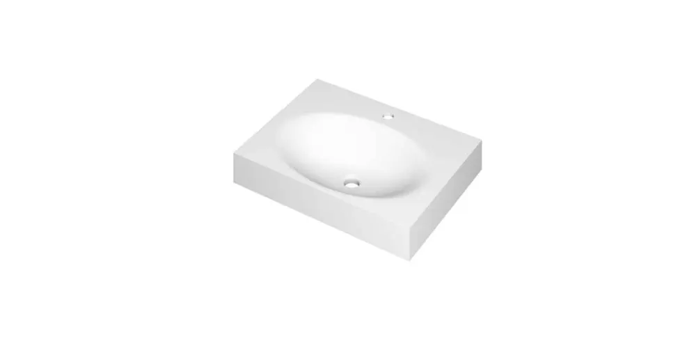 Shop Nu Ink Smooth Wastafel polystone centraal met 1 kraangat mat wit 600x450x90mm (bxdxh)