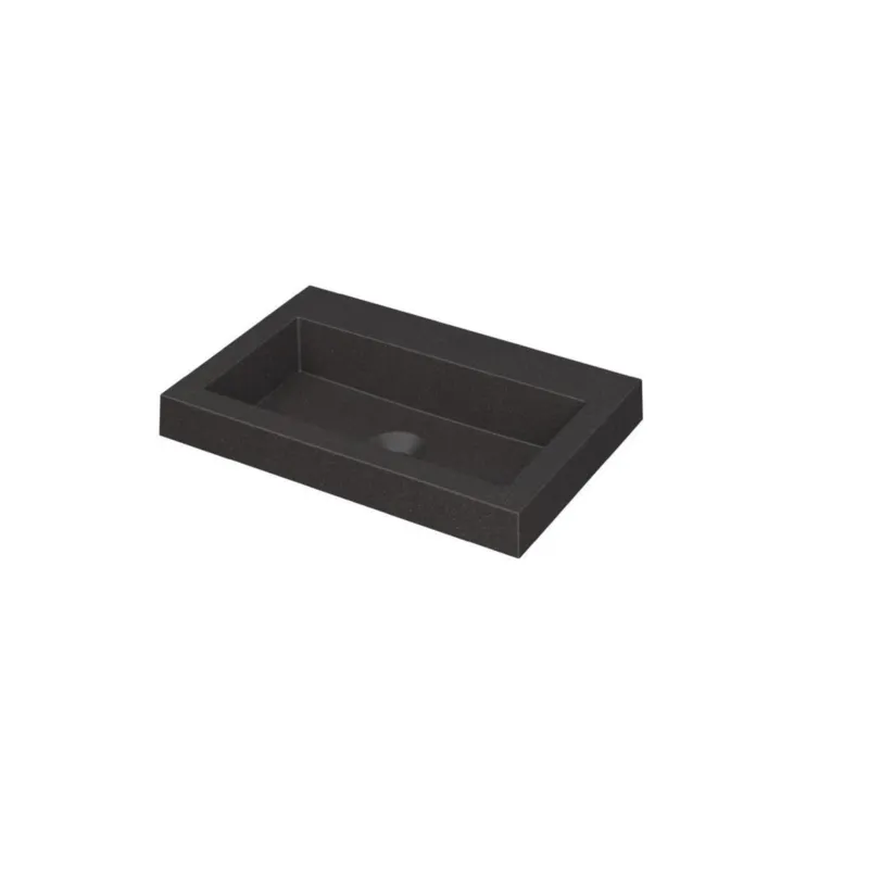 Superprijs Ink Dock Wastafel Quartz zonder kraangat - Quartz zwart - 60x40 cm