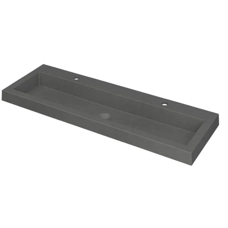 Speciale Aanbieding Ink Dock Wastafel Quartz met 2 kraangaten - Quartz grijs - 120x40 cm