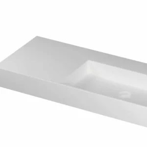 Ink United wastafel rechts porselein 100x45cm - zonder kraangat - Mat wit Fabrieksprijs