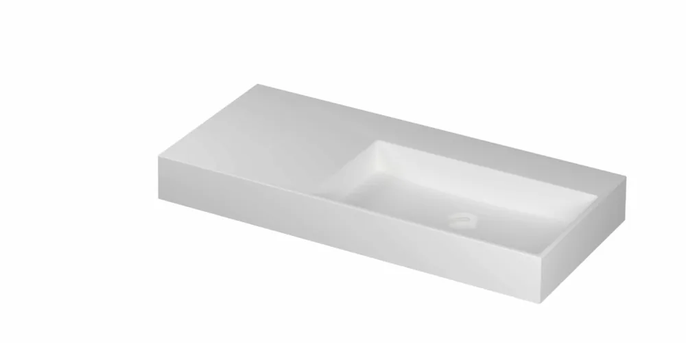 Ink United wastafel rechts porselein 100x45cm - zonder kraangat - Mat wit Fabrieksprijs