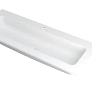 Ink Faktor Wastafel polystone centraal met 1 kraangat - Mat wit - 1200x450x15 mm (bxdxh) Hete Deal