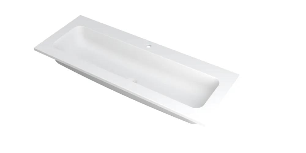 Ink Faktor Wastafel polystone centraal met 1 kraangat - Mat wit - 1200x450x15 mm (bxdxh) Hete Deal