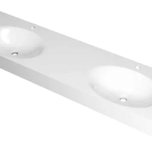 Premium Ink Smooth Wastafel polystone dubbel met 2 kraangaten glans wit 1800x450x90mm (bxdxh)
