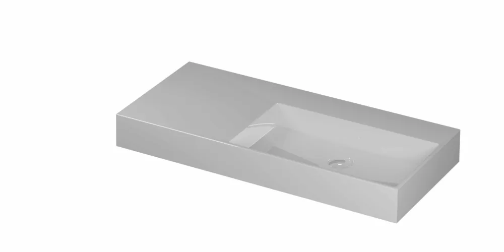 Ink United wastafel rechts porselein 100x45cm - zonder kraangat - Glans wit Seizoensaanbieding