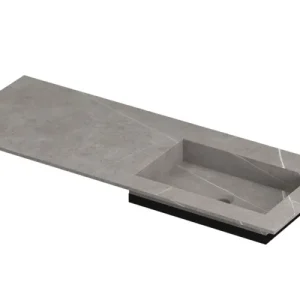 Laatste Kans Ink Post Wastafel keramische slab envelop bak rechts zonder kraangat - Armani grey mat - 1200x450x10 mm (bxdxh)