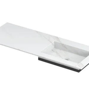 Ink Post Wastafel keramische slab envelop bak rechts zonder kraangat - Calacatta mat - 1200x450x10 mm (bxdxh) Nieuw