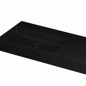 Gratis Retour Ink United wastafel links porselein 100x45cm - 1 kraangat - Mat zwart