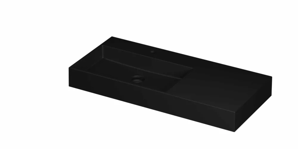 Gratis Retour Ink United wastafel links porselein 100x45cm - 1 kraangat - Mat zwart