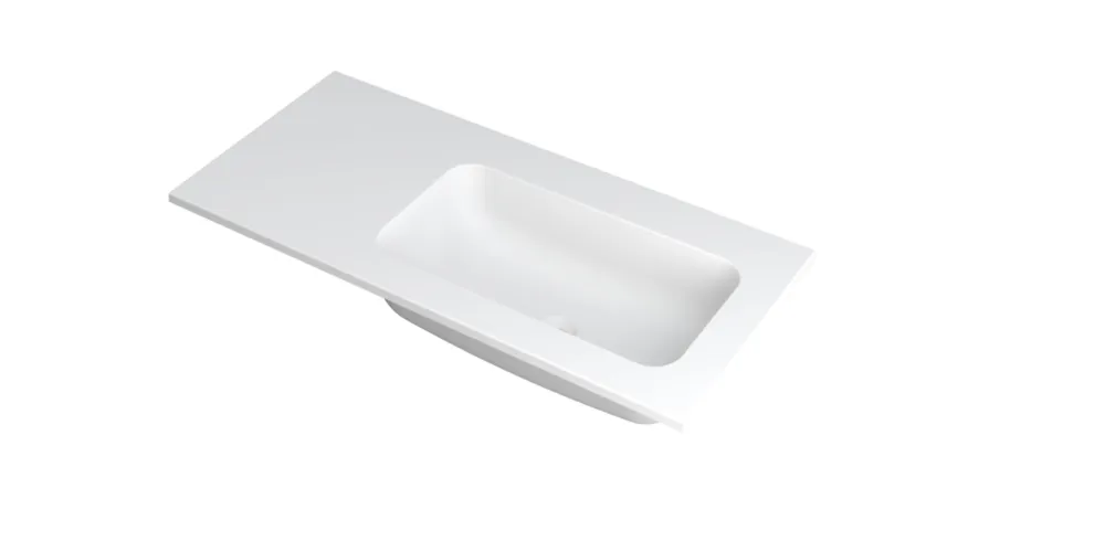 Ink Faktor Wastafel polystone rechts zonder kraangat - Mat wit - 1000x450x15 mm (bxdxh) Favoriet