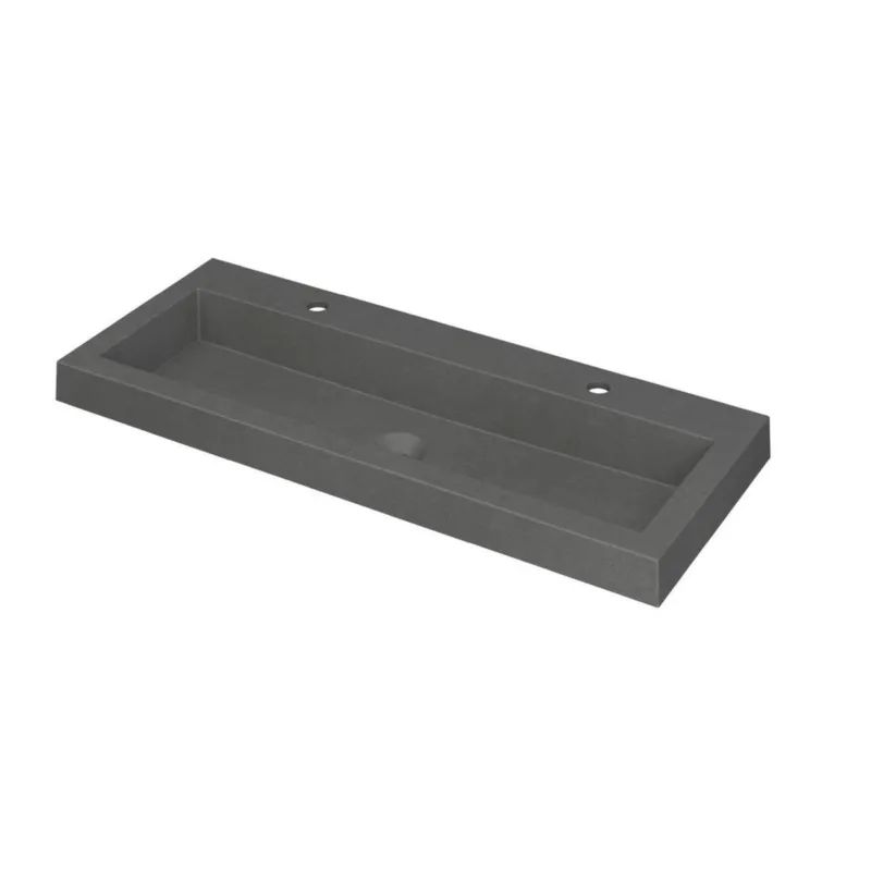 Premium Ink Dock Wastafel Quartz met 2 kraangaten - Quartz grijs - 100x40 cm