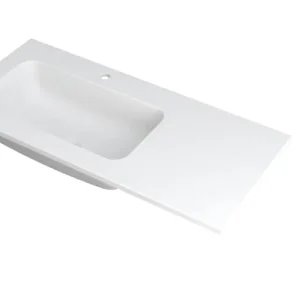 Ink Faktor Wastafel polystone links met 1 kraangat - Mat wit - 1000x450x15 mm (bxdxh) Nieuw