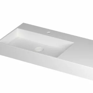 Fabrieksprijs Ink United wastafel links porselein 100x45cm - 1 kraangat - Mat wit