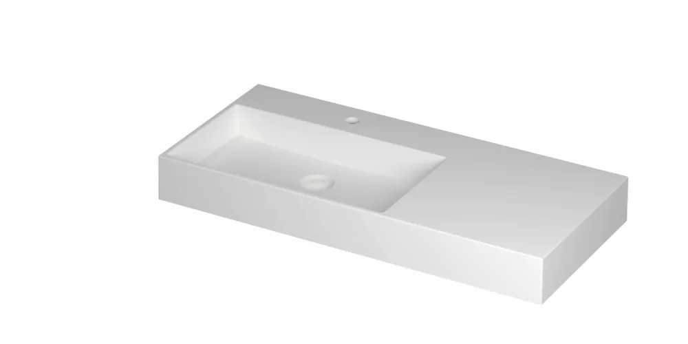 Fabrieksprijs Ink United wastafel links porselein 100x45cm - 1 kraangat - Mat wit