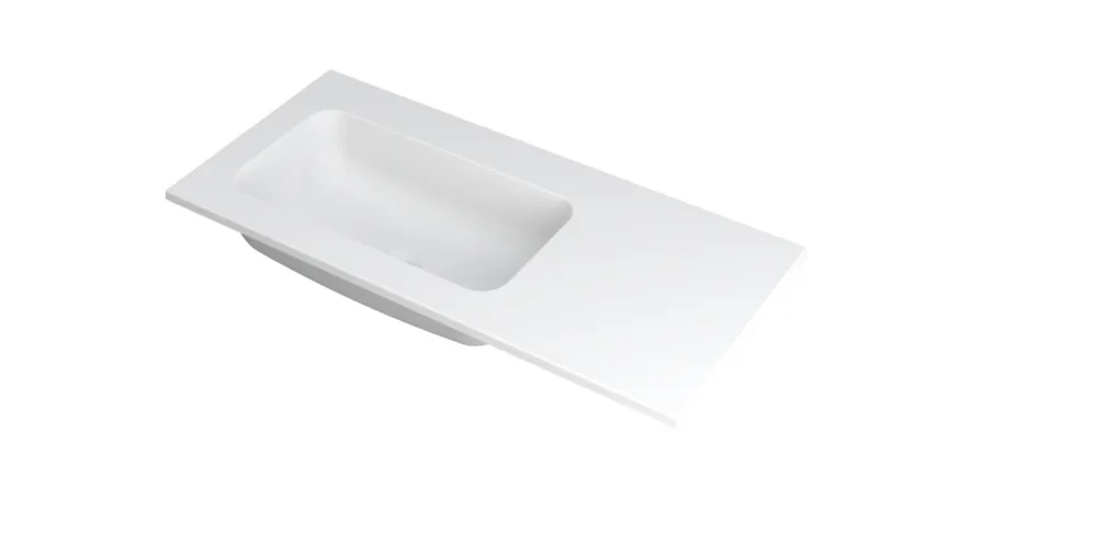 Ink Faktor Wastafel polystone links zonder kraangat - Mat wit - 1000x450x15 mm (bxdxh) Gratis Retour