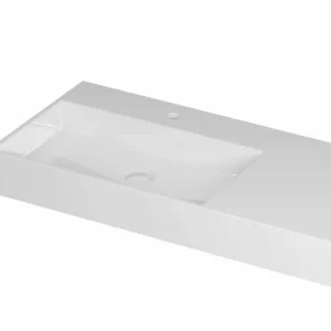 Ink United wastafel links porselein 100x45cm - 1 kraangat - Glans wit Meest Verkocht