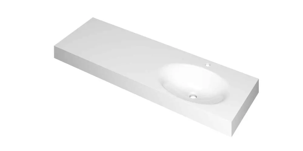 Ink Smooth Wastafel polystone rechts met 1 kraangat glans wit 1400x450x90mm (bxdxh) Bestel Nu