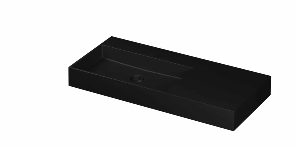 Ink United wastafel links porselein 100x45cm - zonder kraangat - Mat zwart Korting