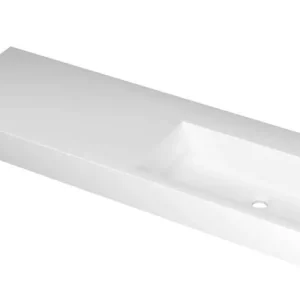 Favoriet Ink Momento meubelwastafel rechts 140x45cm - zonder kraangat - Polystone mat wit