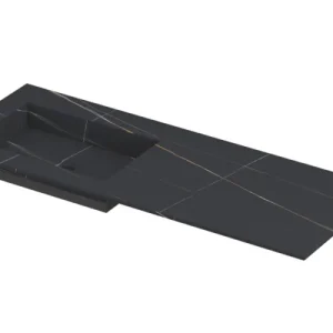 Ink Post Wastafel keramische slab envelop bak links zonder kraangat - Lauren black mat - 1200x450x10 mm (bxdxh) Shop Nu